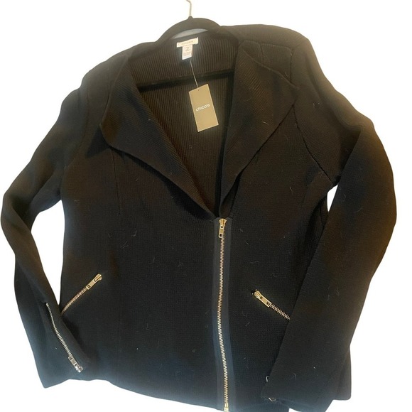 NWT  CHICO'S Moto Cardigan Knit Asymmetrical Zipper Sweater - Picture 12 of 14